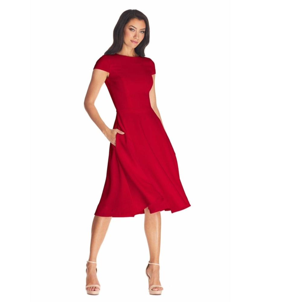 NEW DRESS THE POPULATION Livia GARNET Red Fit & Flare MIDI Cocktail DRESS S - Picture 12 of 14